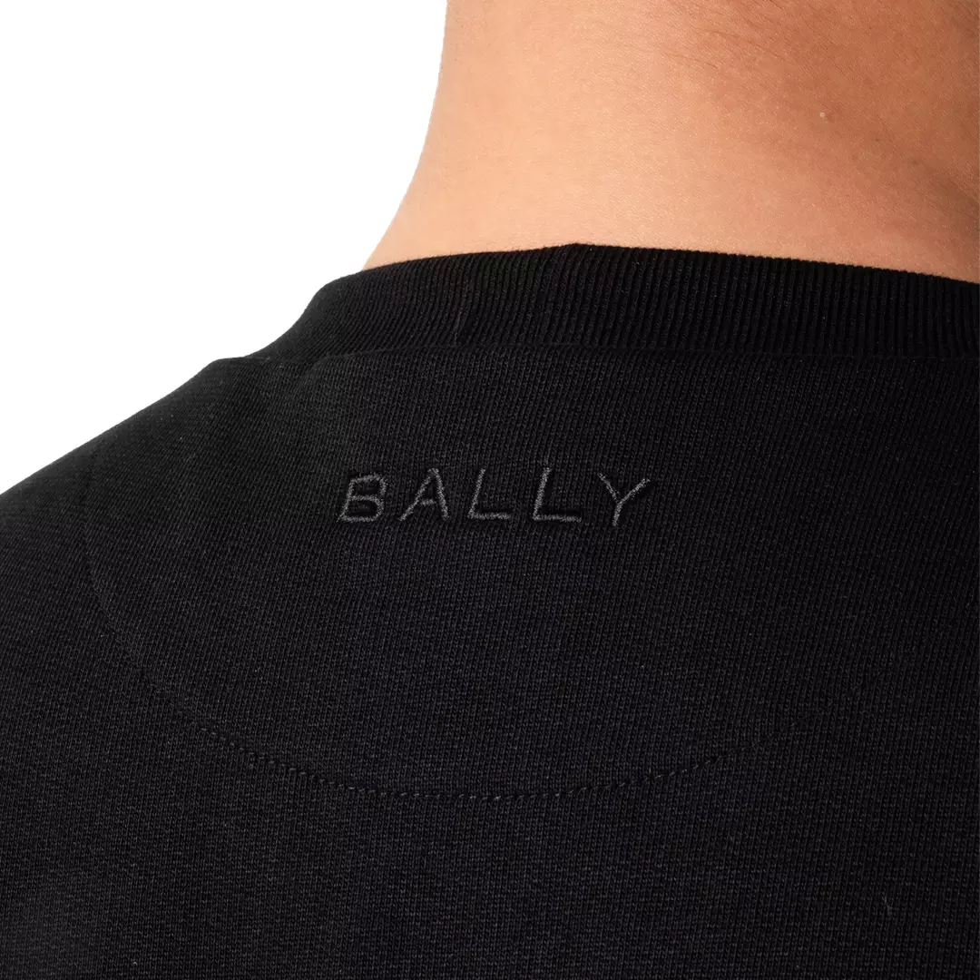 Crewneck Sweatshirt With a Bally Flag in Cotton - Black