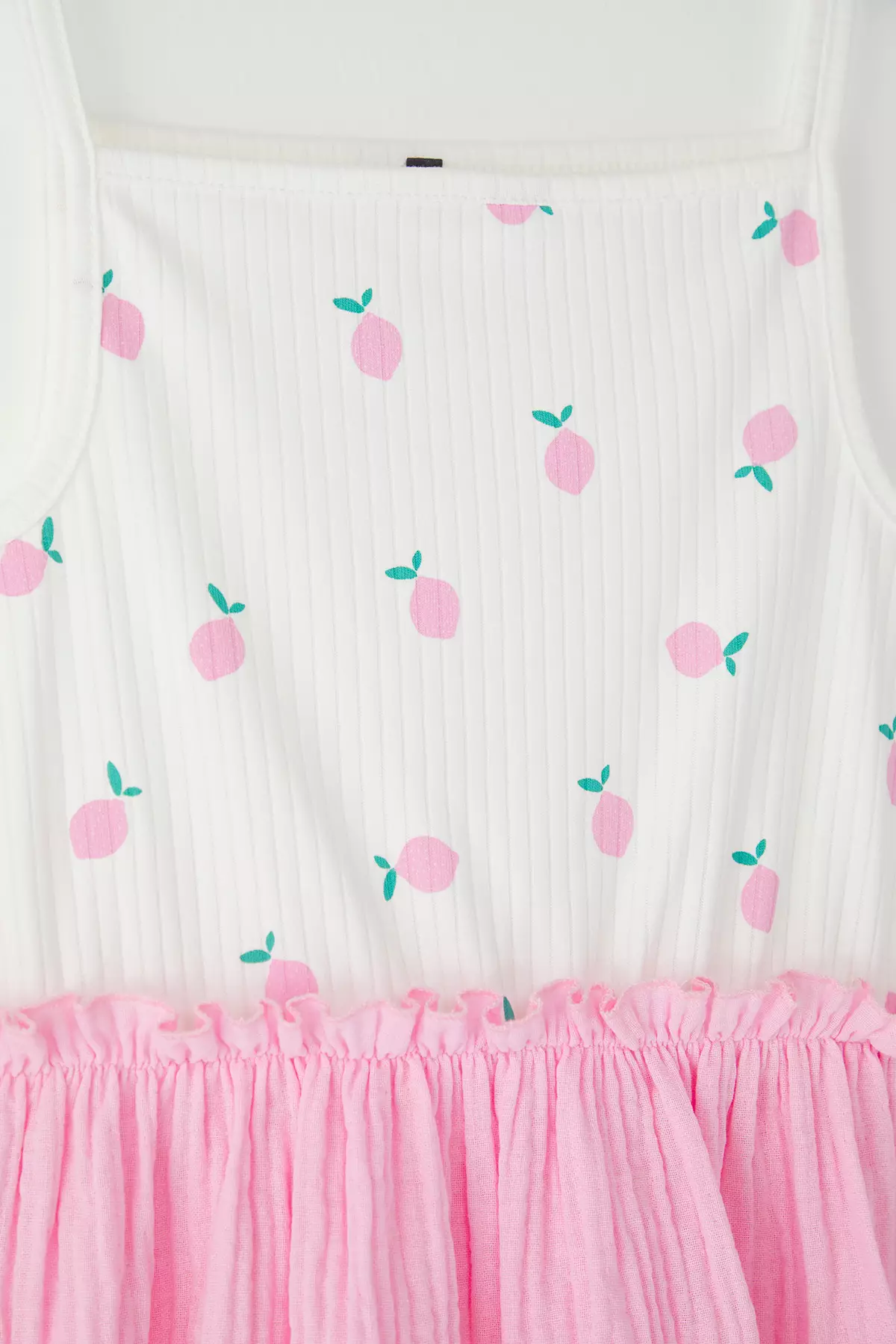 Pink Girl 100% Cotton Color Block Strap Mini Knitted Dress Tkdss25El00073