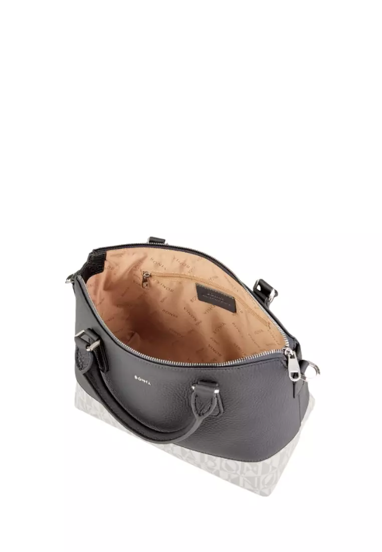 Bonia White/Dark Grey Carina Satchel Bag