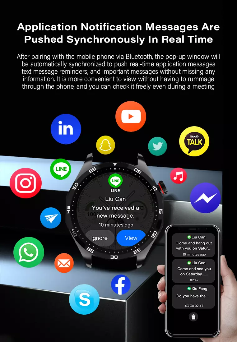 Smart Watch U19 Zinc Alloy Shell Strong Battery Life Health Management Jam Pintar AI Voice Assistant black