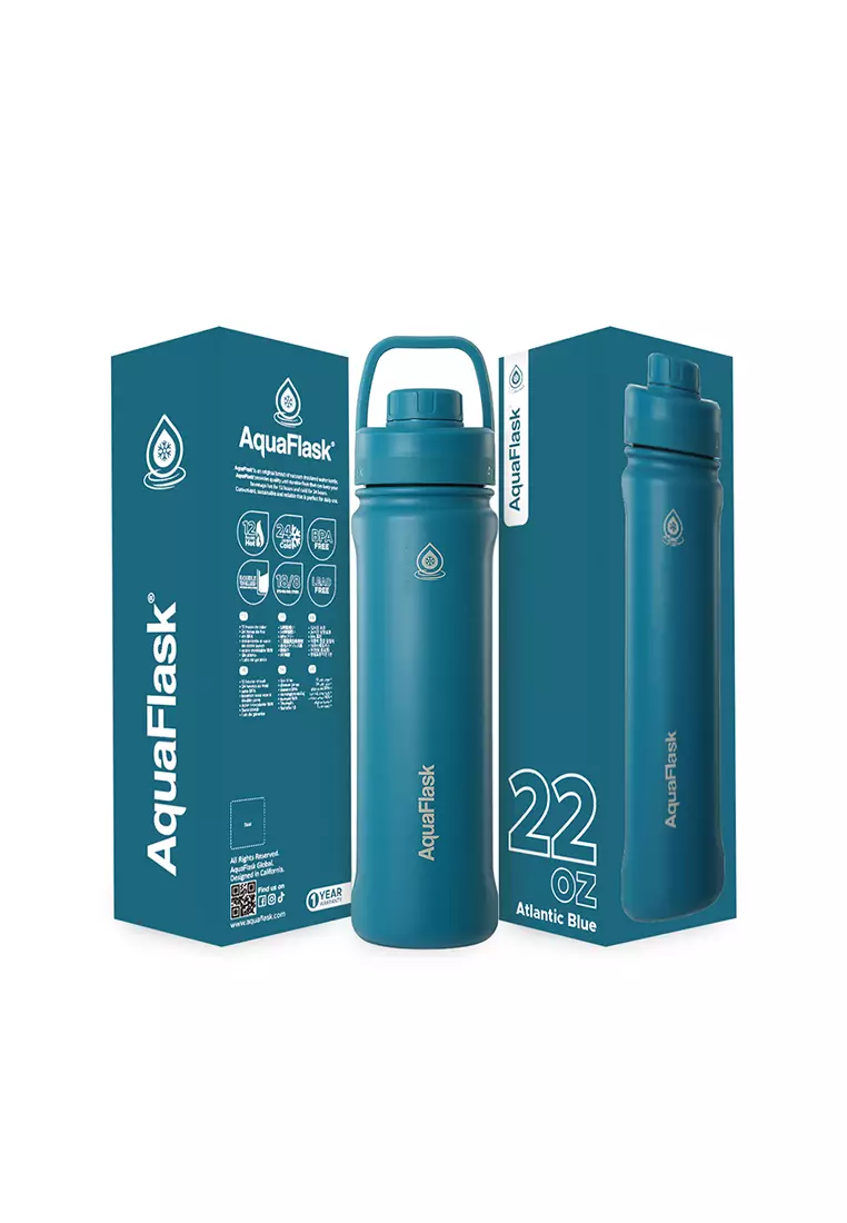 22oz Atlantic Blue New Sports Lid Bottle Wide Mouth Vacuum Insulated Stainless Steel Drinking Water Bottle
