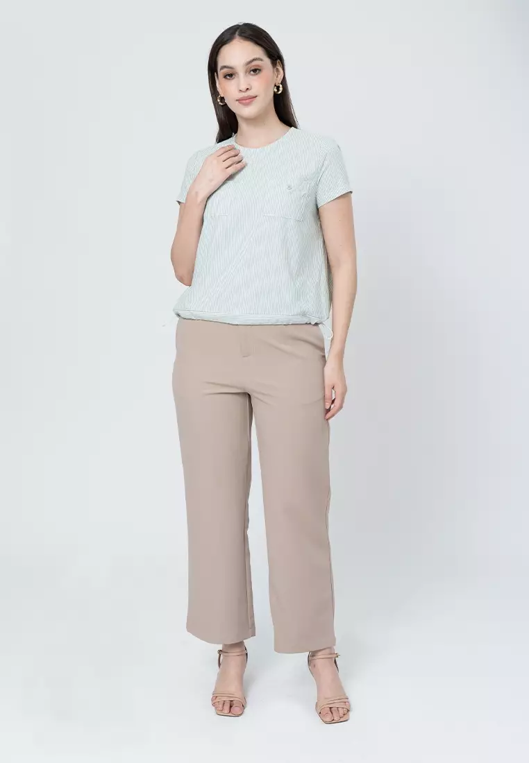 Joyce Stripes Top with Drawstring Hem