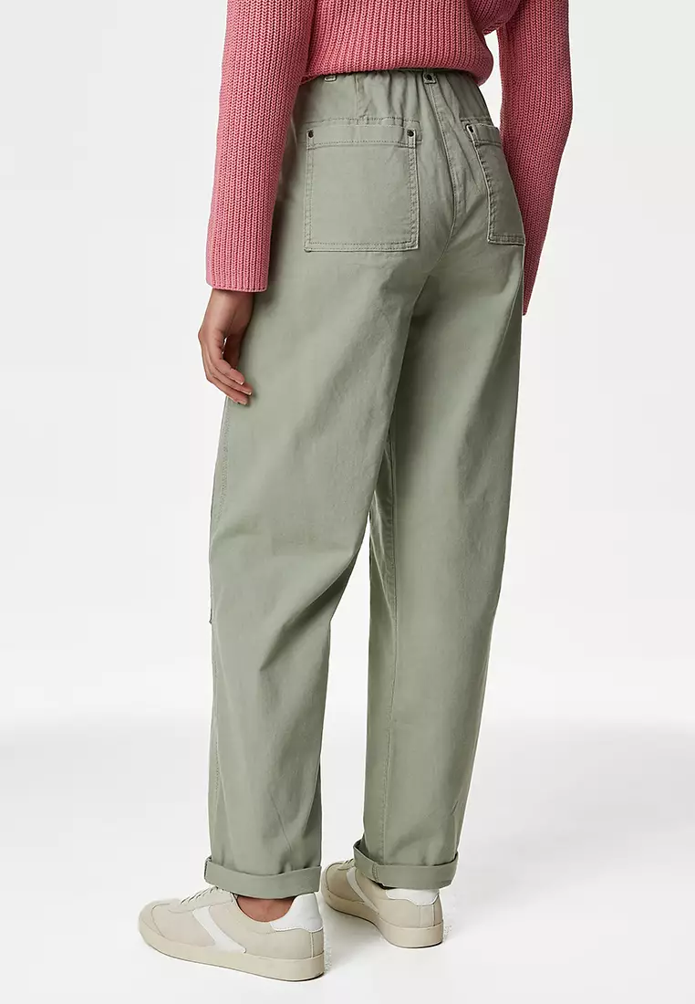 Cotton Rich Relaxed Straight Trousers