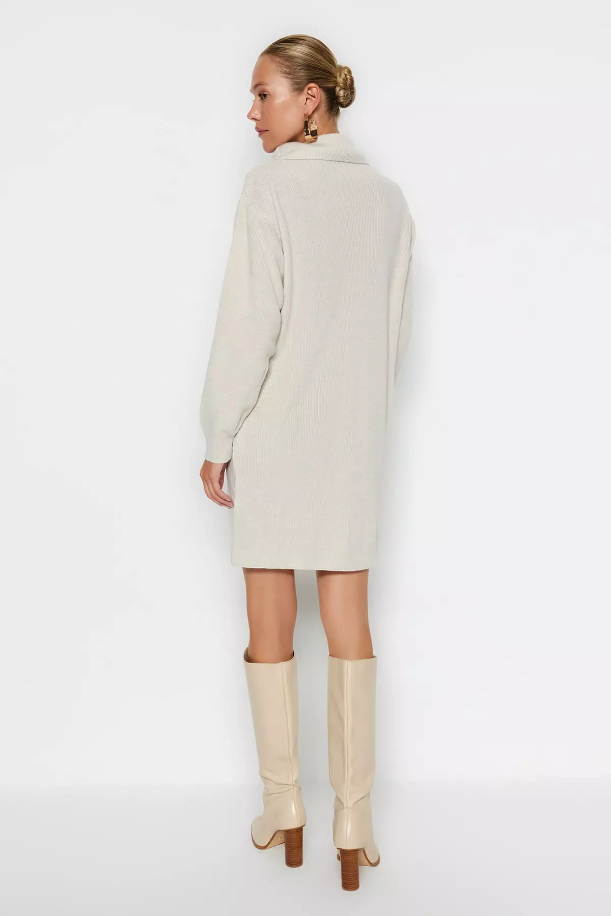 Mini Knitwear Turtleneck Dress