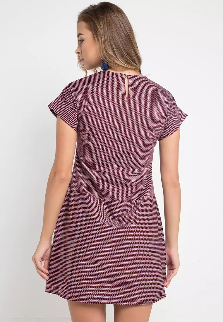 Livia Dress In Maroon White Stripe