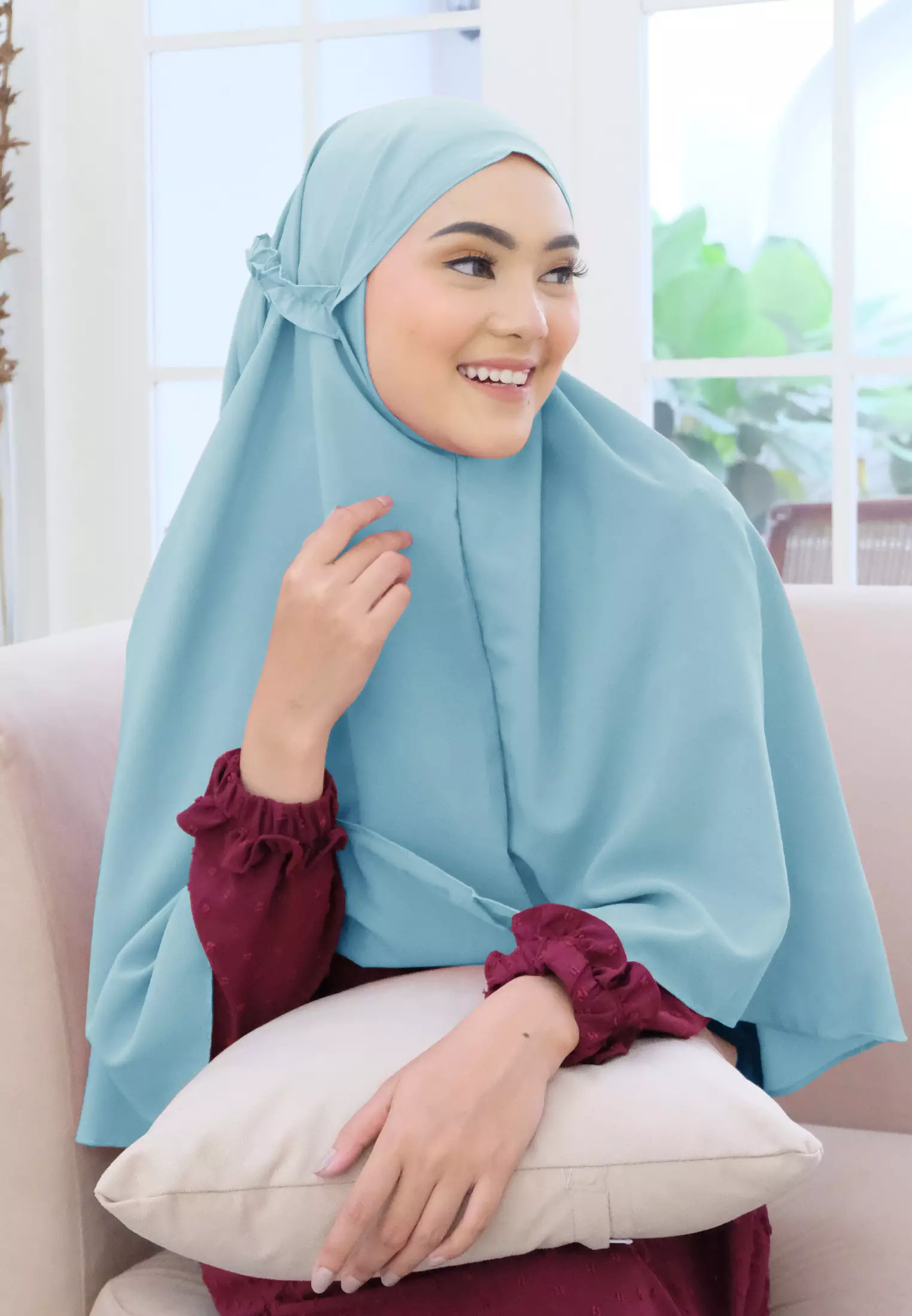 Cotton Bee - Zaylie Bergo Tali | Hijab Instan Tali Ruffle - Blue