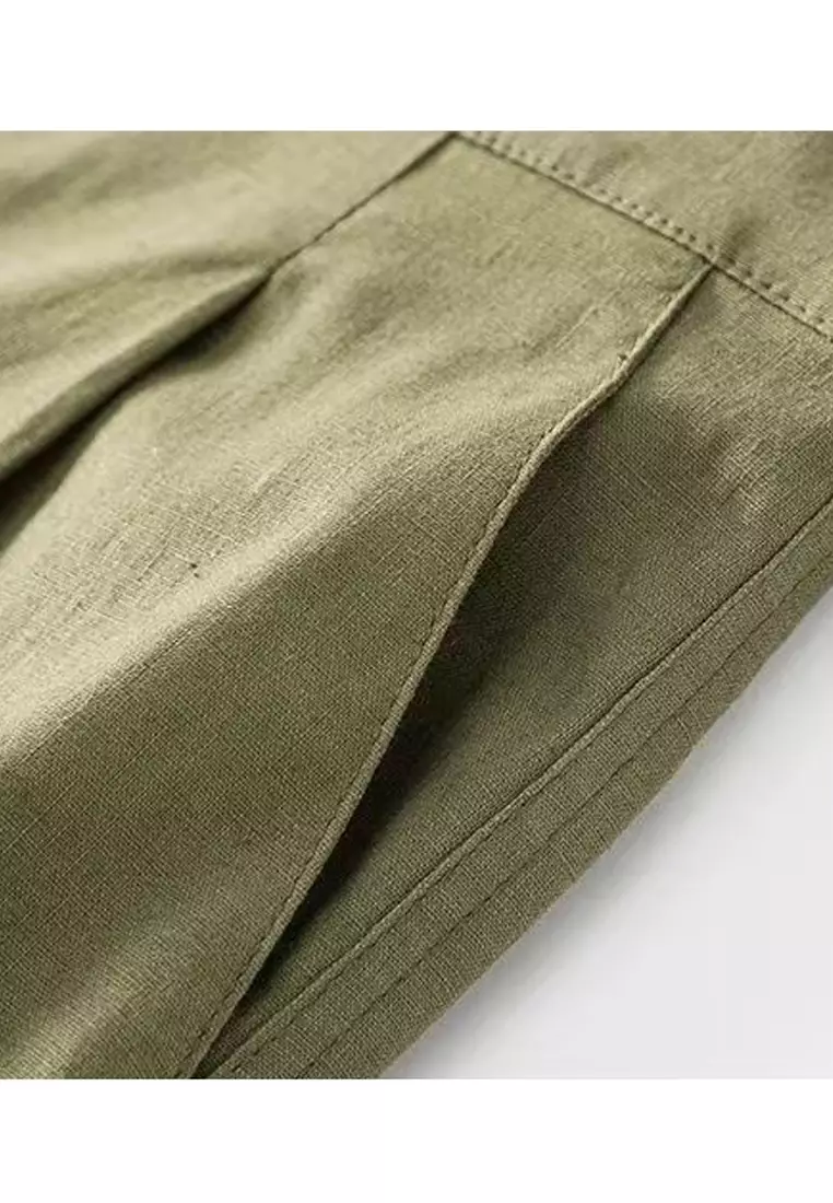 Crimped Cotton-flax Wide-legged Pants RZ-C138