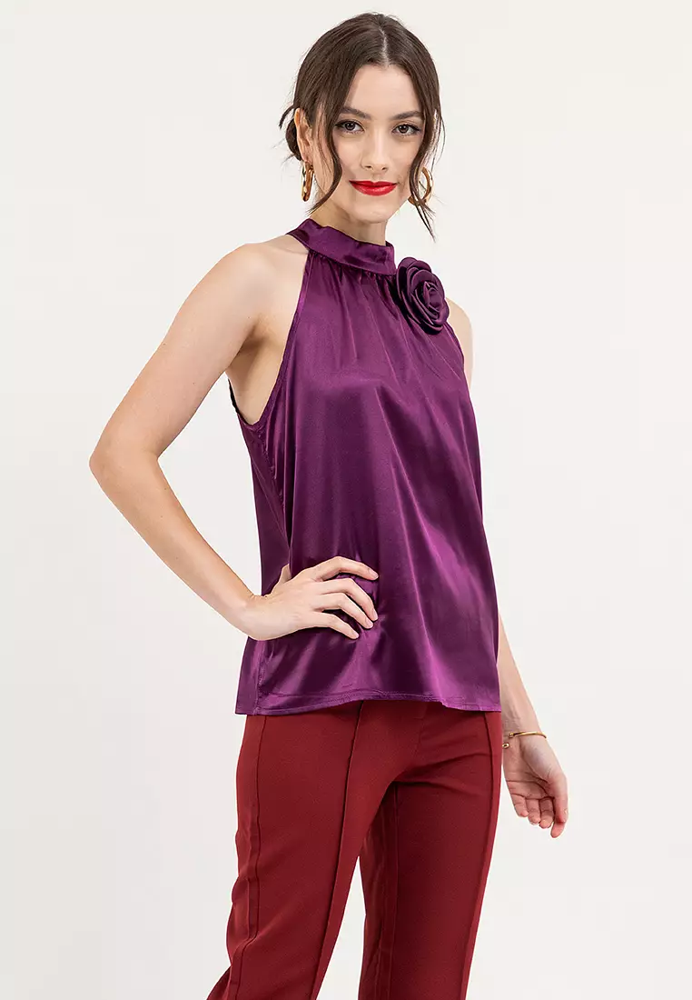 Myrose Satin Halter Blouse