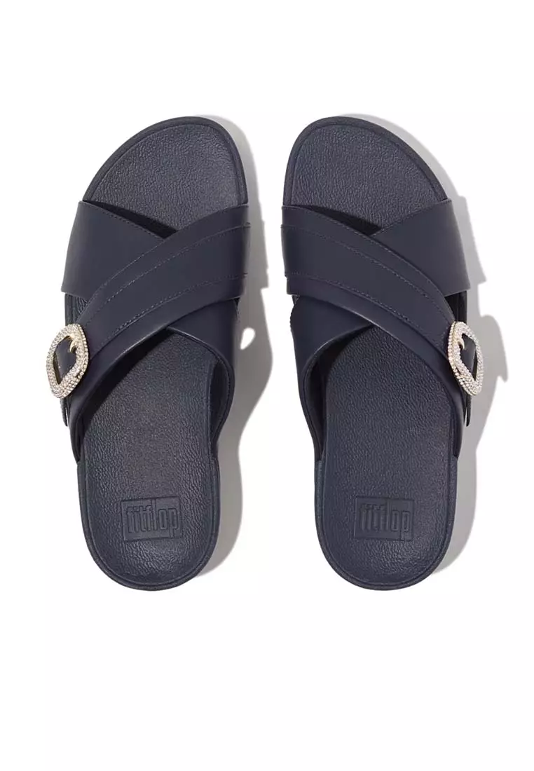 Navy Fitflops Slides FitFlop Womens Lulu Glitter Slides-ET3 Wedge