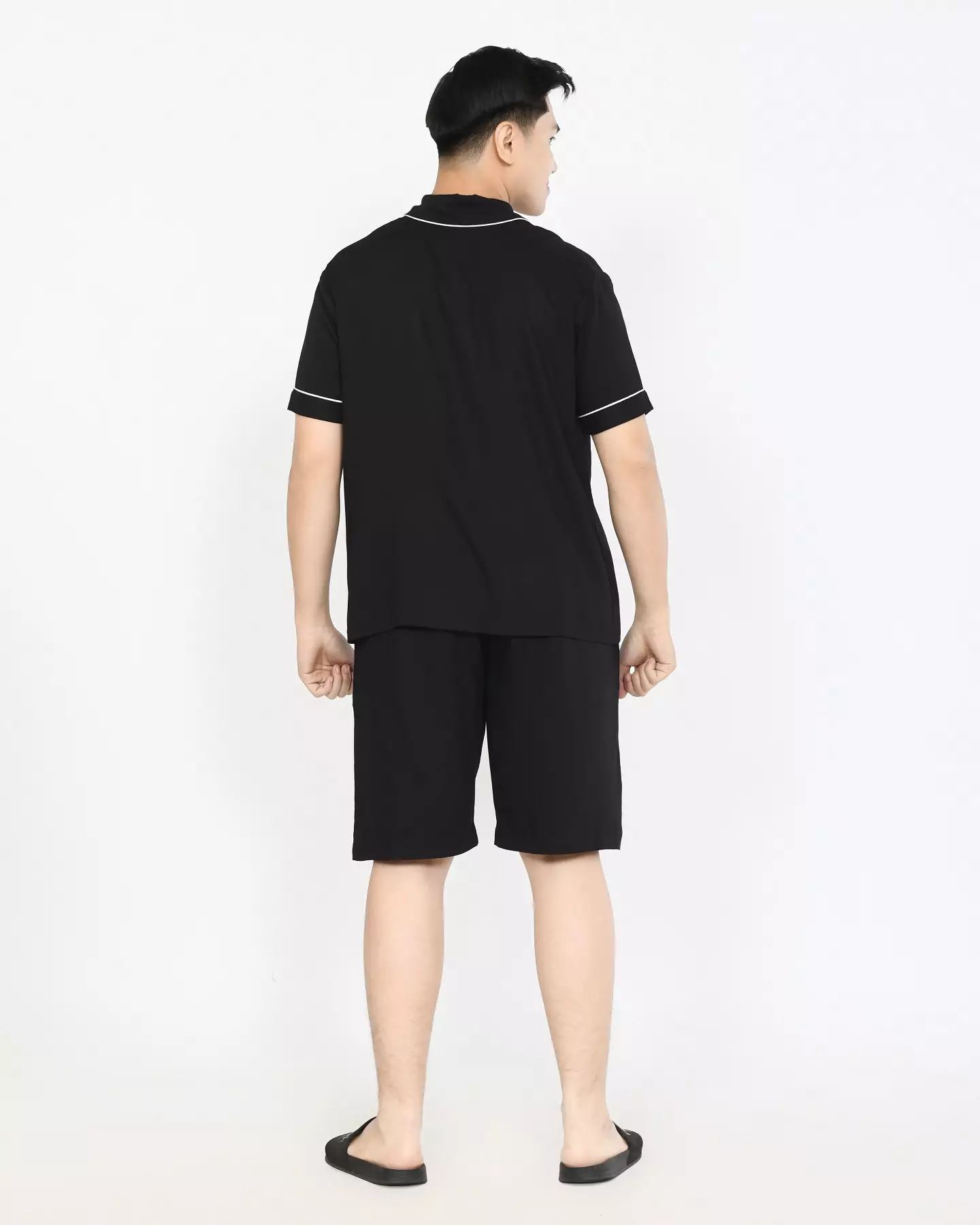 BUNDLING 2 PCS Piyama Couple Basic - HITAM Pria Wanita Size L-XXL