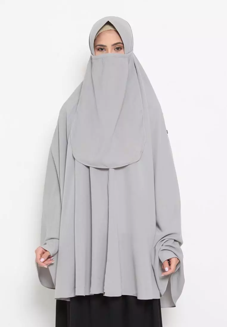 Queenza Zayidan French Khimar Hijab Jahida Button - Silver