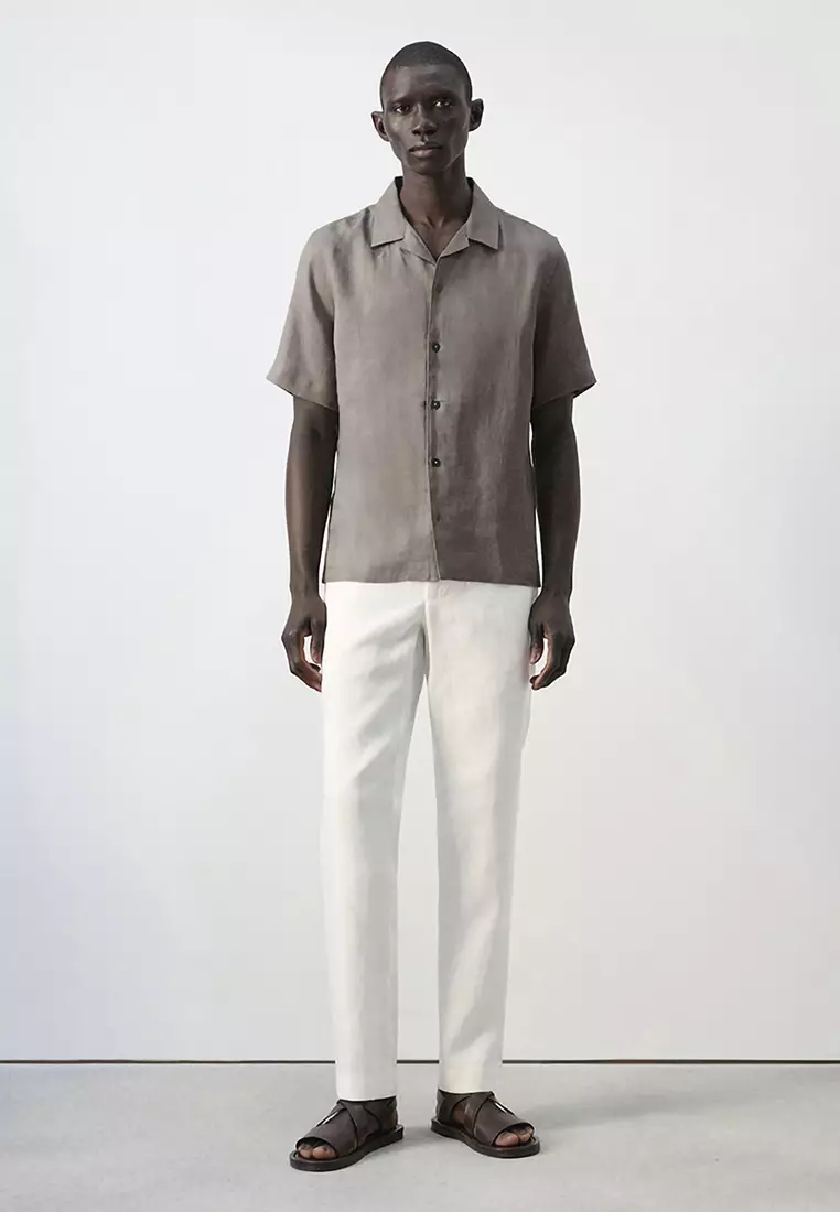 Slim-Fit 100% Linen Trousers