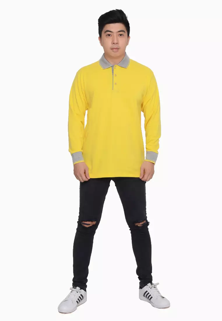 Andre Michel Kaos Polo Shirt Lengan Panjang Kerah Abu Kuning 933-50