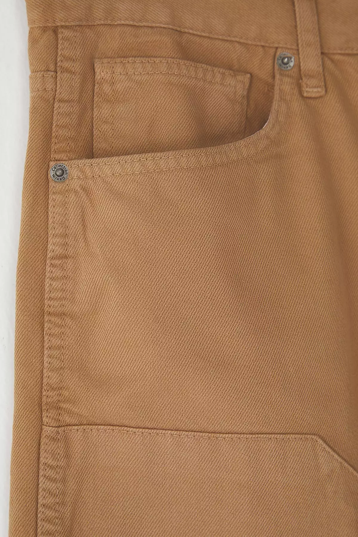 Camel Patchwork Wide Denim Shorts & Bermuda Shorts TMNSS25SR00038