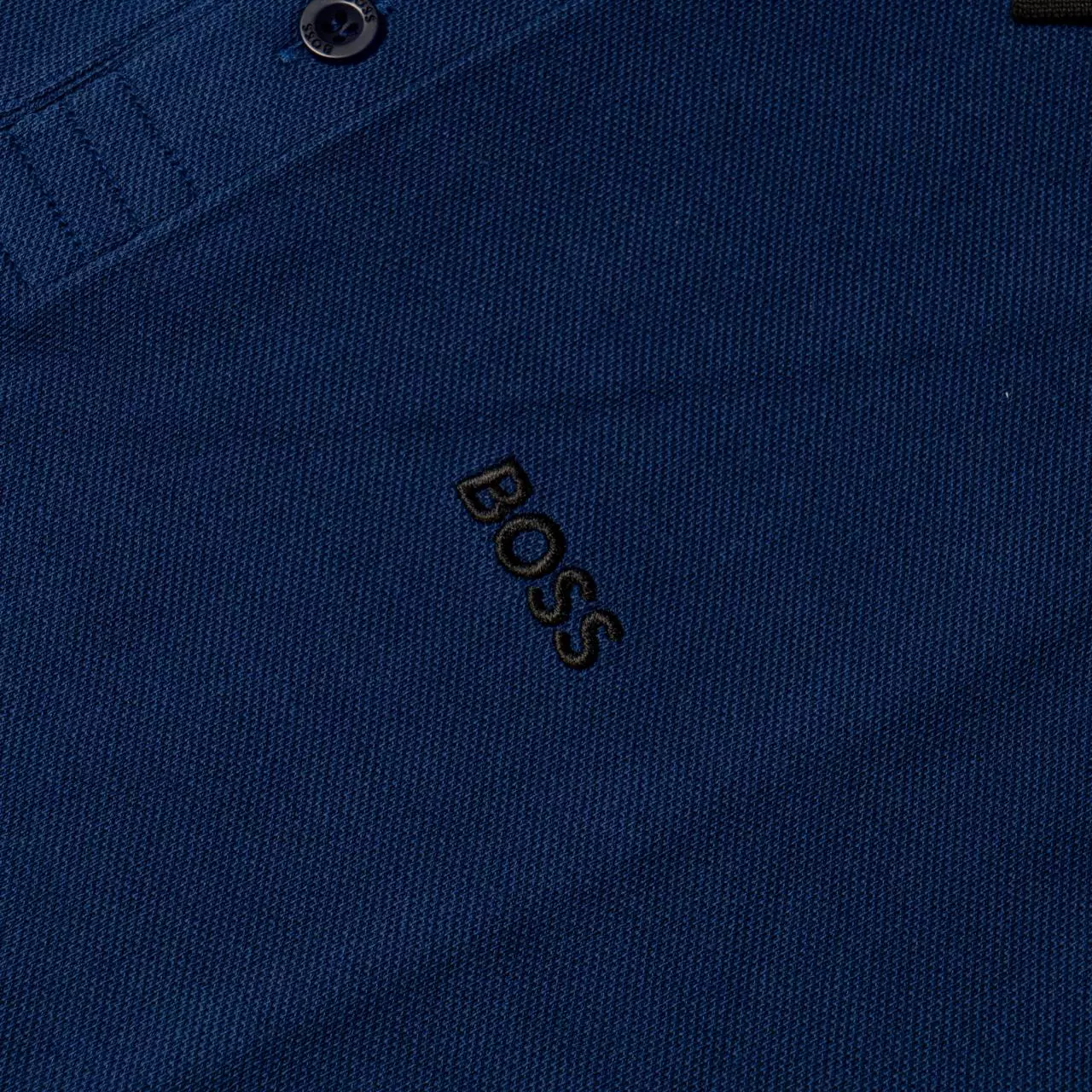 Style Paddy Contrast Logo Polo Shirt Blue