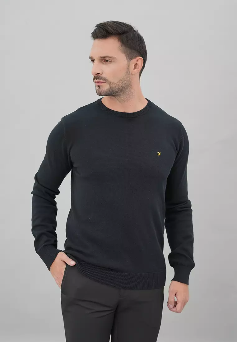 Johnwin - Sweater Pria - Motif Polos - Hitam - ASW.660.D047.004.C-L/S