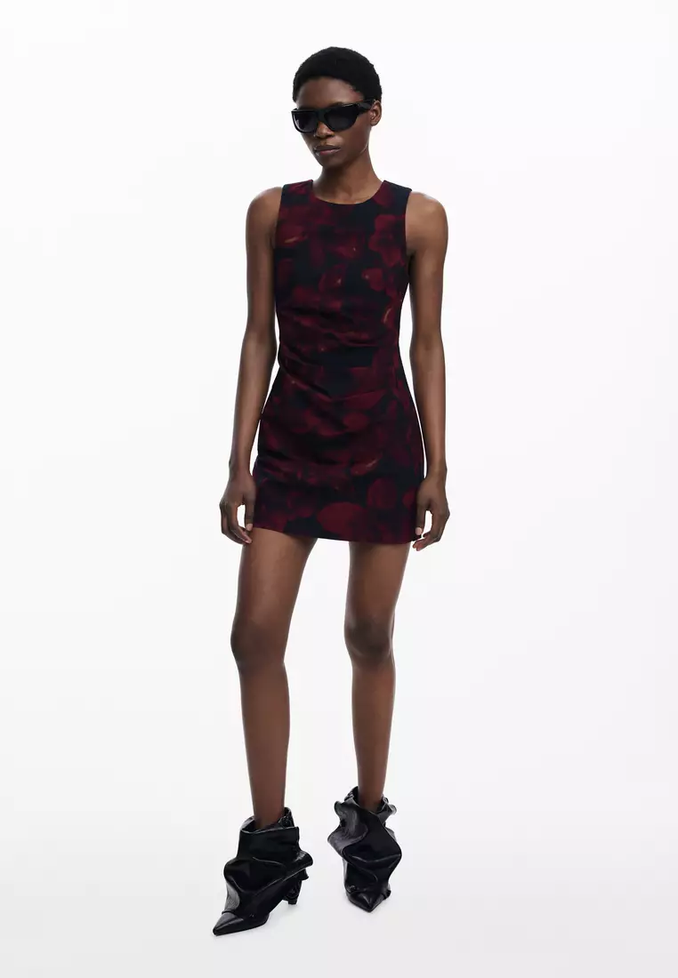 Ruched pinafore dress