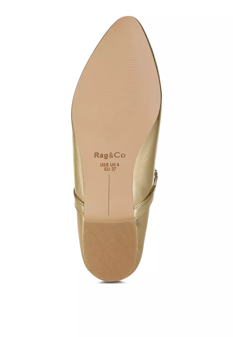 Metallic Mary Jane Ballerinas in Gold