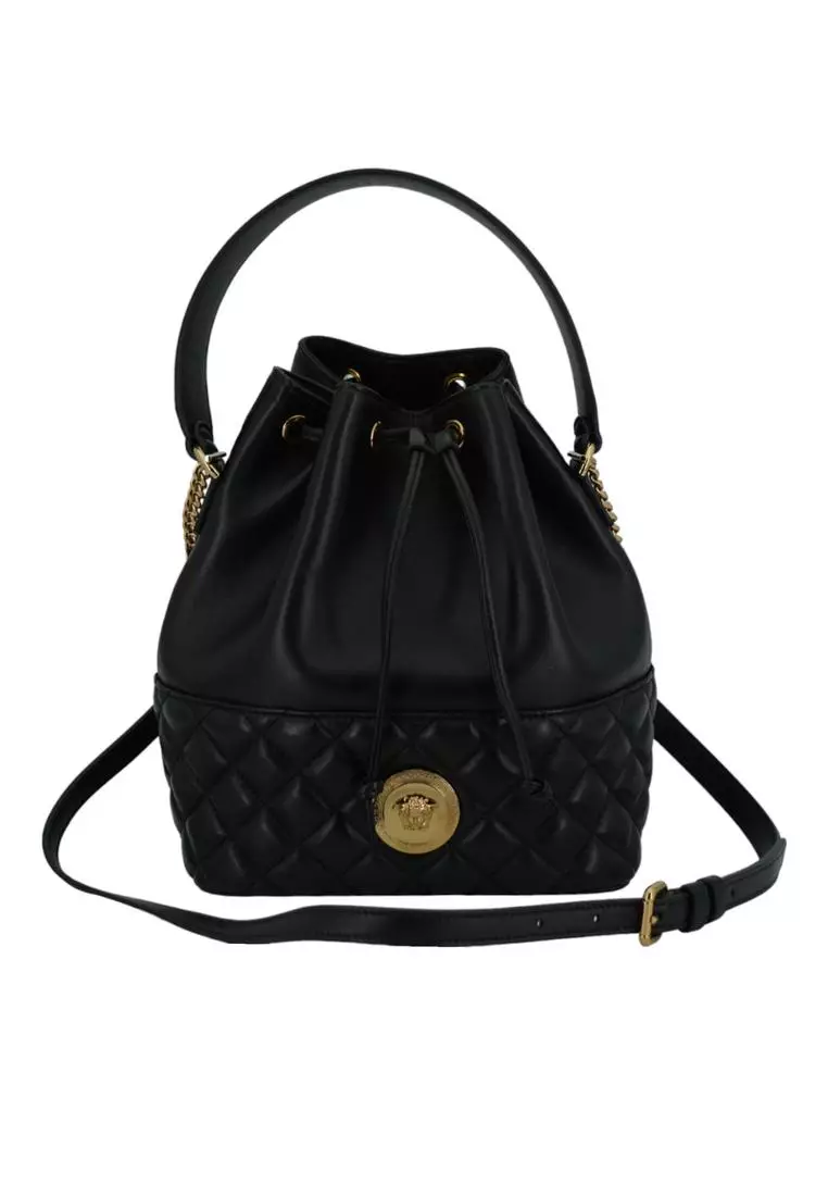 Versace Versace Lamb Leather Bucket Shoulder Bag with Medusa Head Logo ...