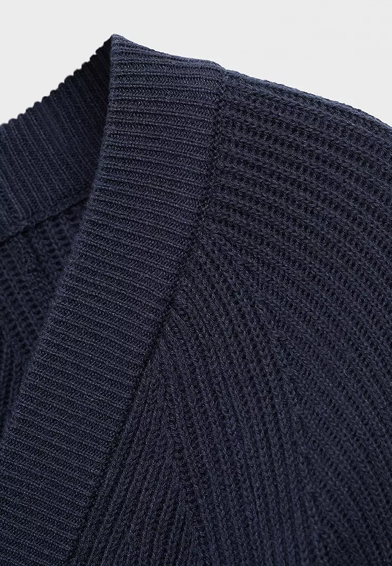 Ribbed Knitted Cardigan With Buttons