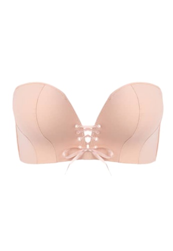 Love Knot beige Strapless Push Up Bra with Drawstring and Detachable Shoulder and Back Straps Bra (Beige) 8BCE3USCB93C0FGS_1