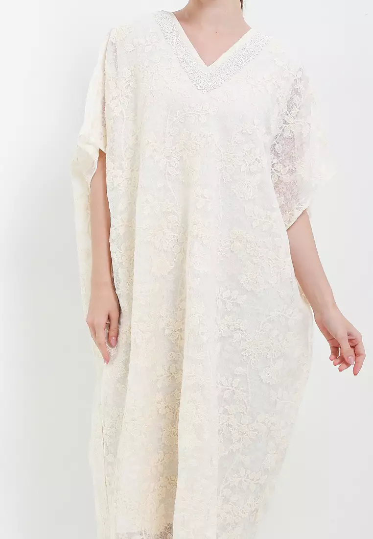 Embellished Flo Emb Mesh Kaftan
