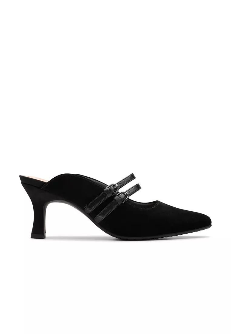 Clarks black suede heels new arrivals
