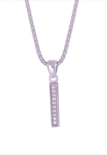 SHANTAL JEWELRY grey and white and silver Cubic Zirconia Silver Alphabet Letter 'I' Necklace SH814AC03MIQSG_1