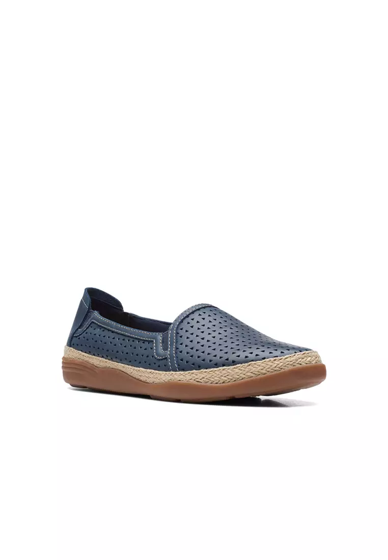 Womens Elaina Ruby Slip On Shoes Navy Leather - Wide Fit