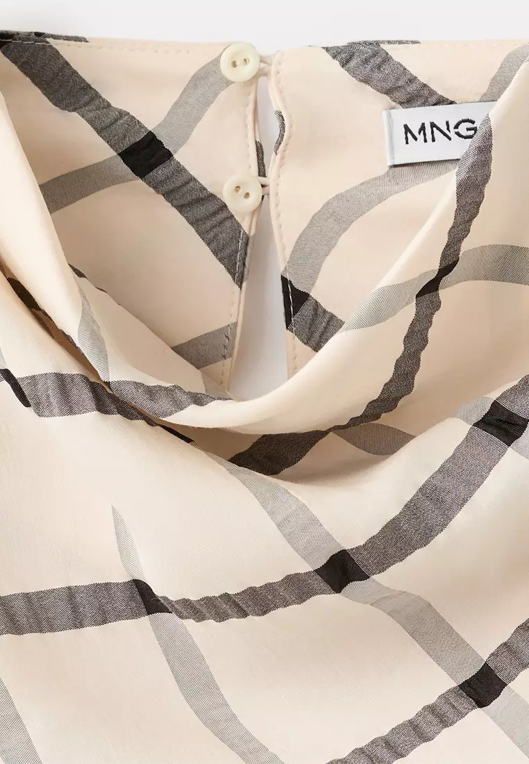 Check Dress With Draped Collar