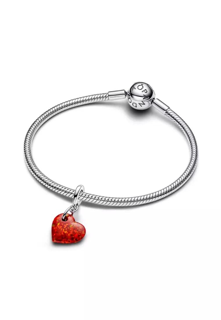 Opalescent Red Heart Dangle Charm