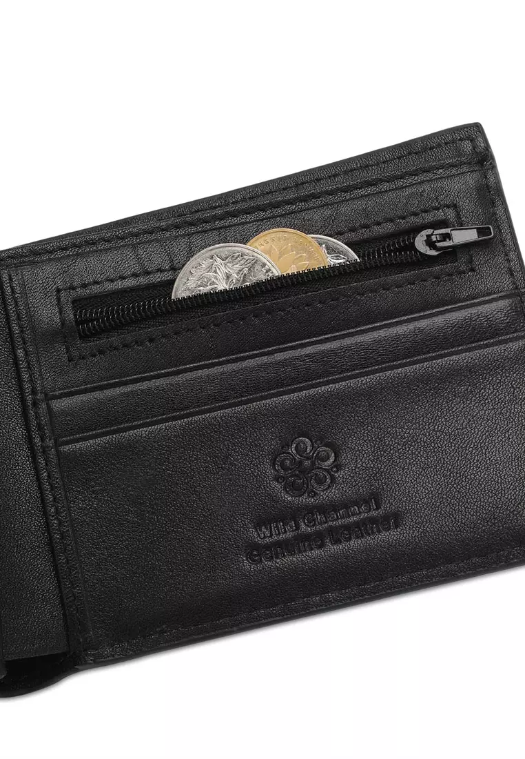 Men's Genuine Leather RFID Blocking Bi Fold Wallet