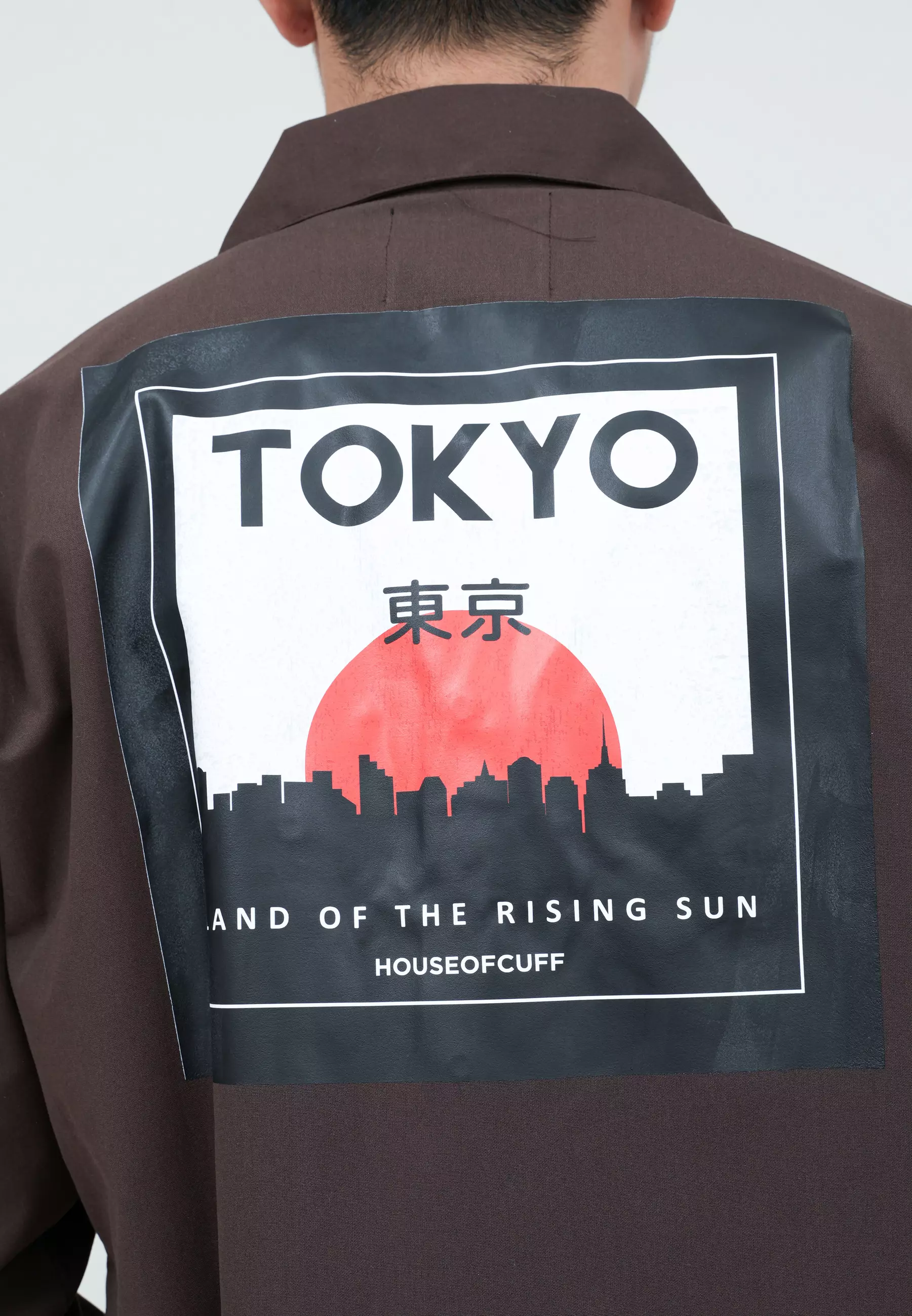 Houseofcuff Jaket Parka Coklat Unisex Motif Tokyo