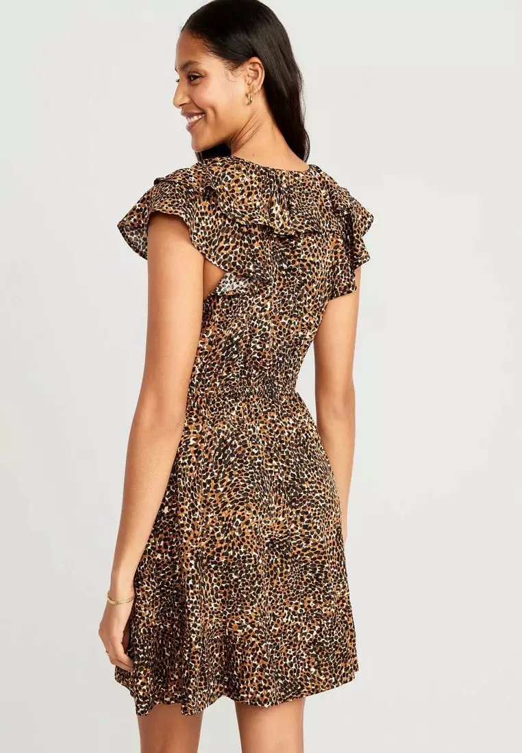 Waist-Defined Ruffle-Trim Mini Dress for Women