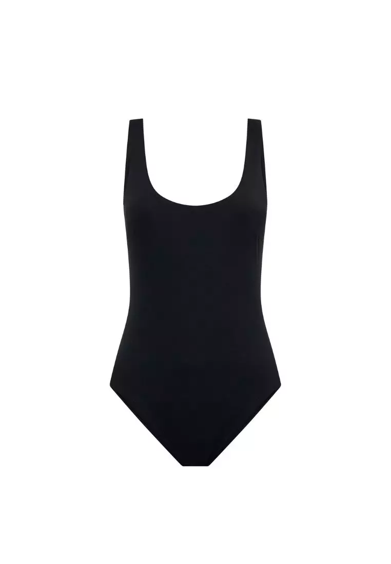 Modibodi Period Swimwear Scoop Neck One-Piece Light Absorbency Black