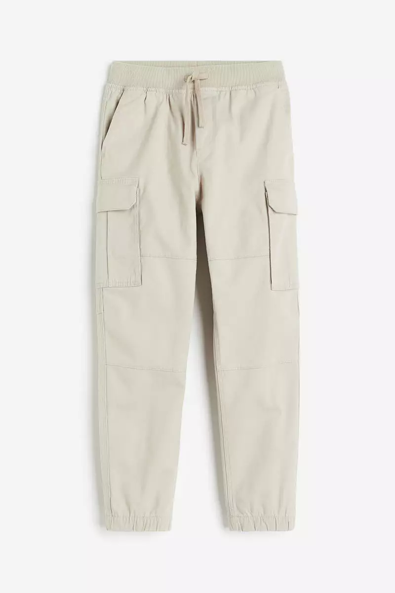 H&M - Twill cargo trousers - Beige Dusty Light