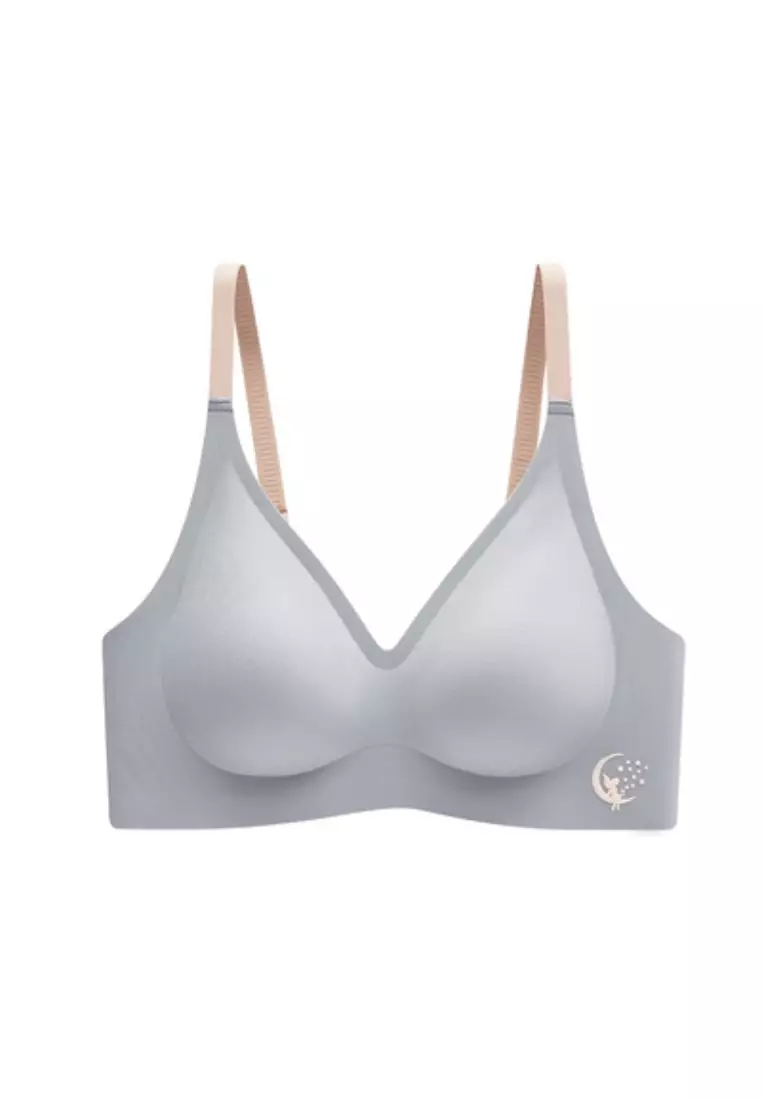 Premium Olivia Seamless Wireless Paded Push Up Bra in Blue