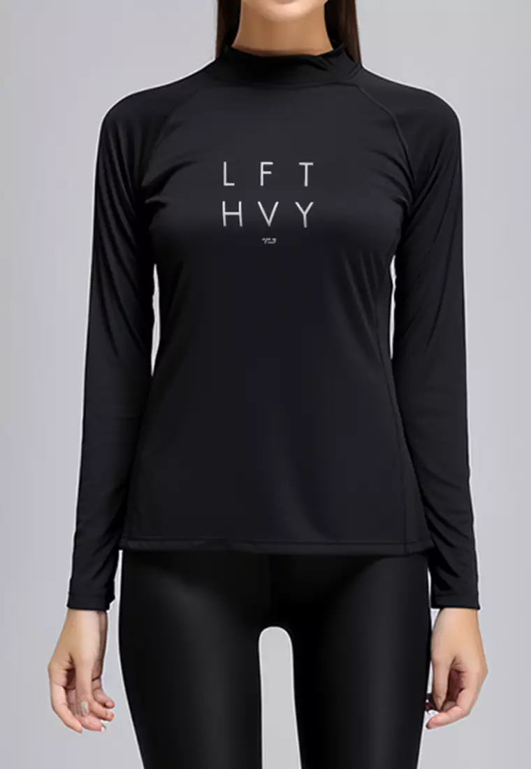 LSD84 Kaos Lengan Panjang Gym "lft hvy" hitam