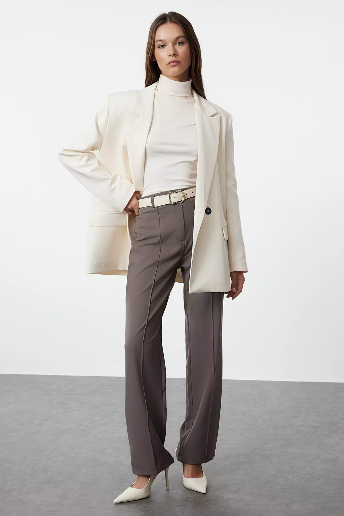 High Waist Straight Cut Trousers