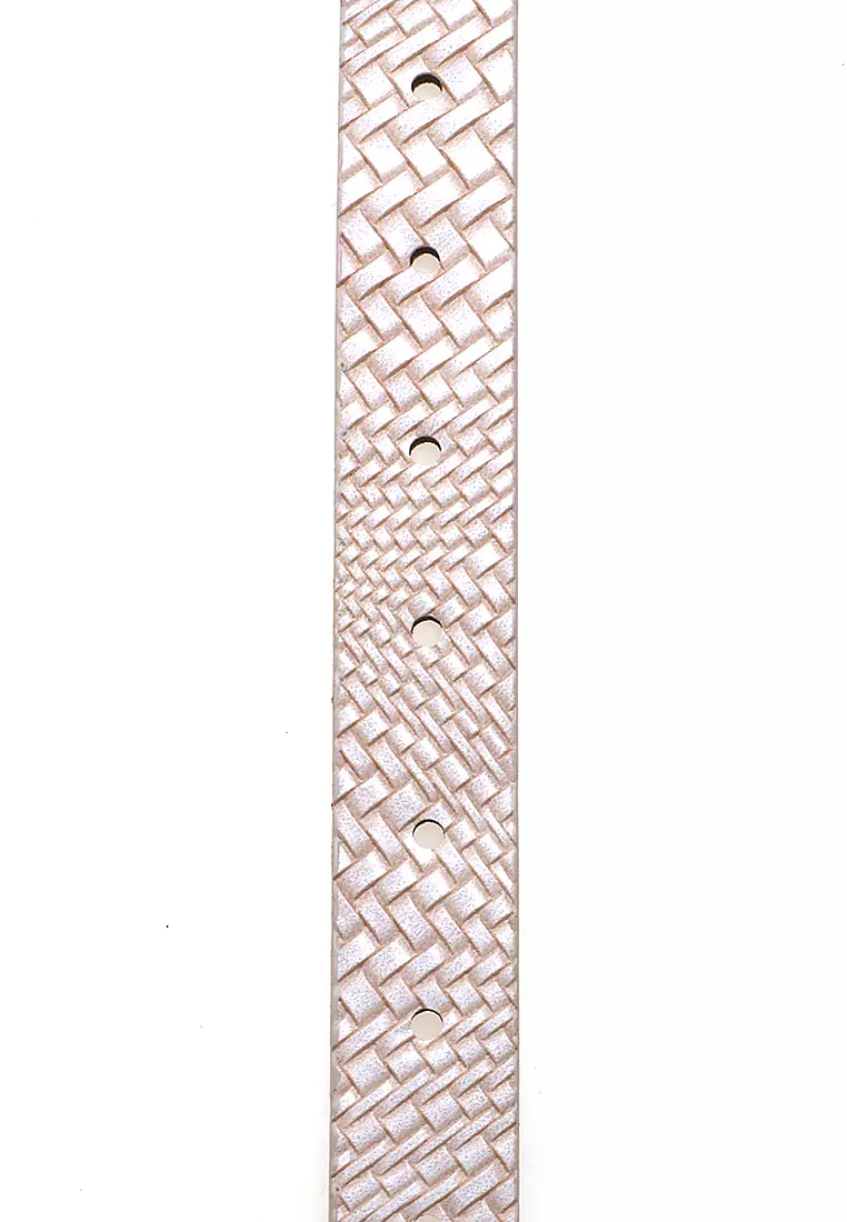 Fern Belt Gesper Ikat Pinggang Wanita Motif Classic Comfortable Material Kulit Leather ORIGINAL - White