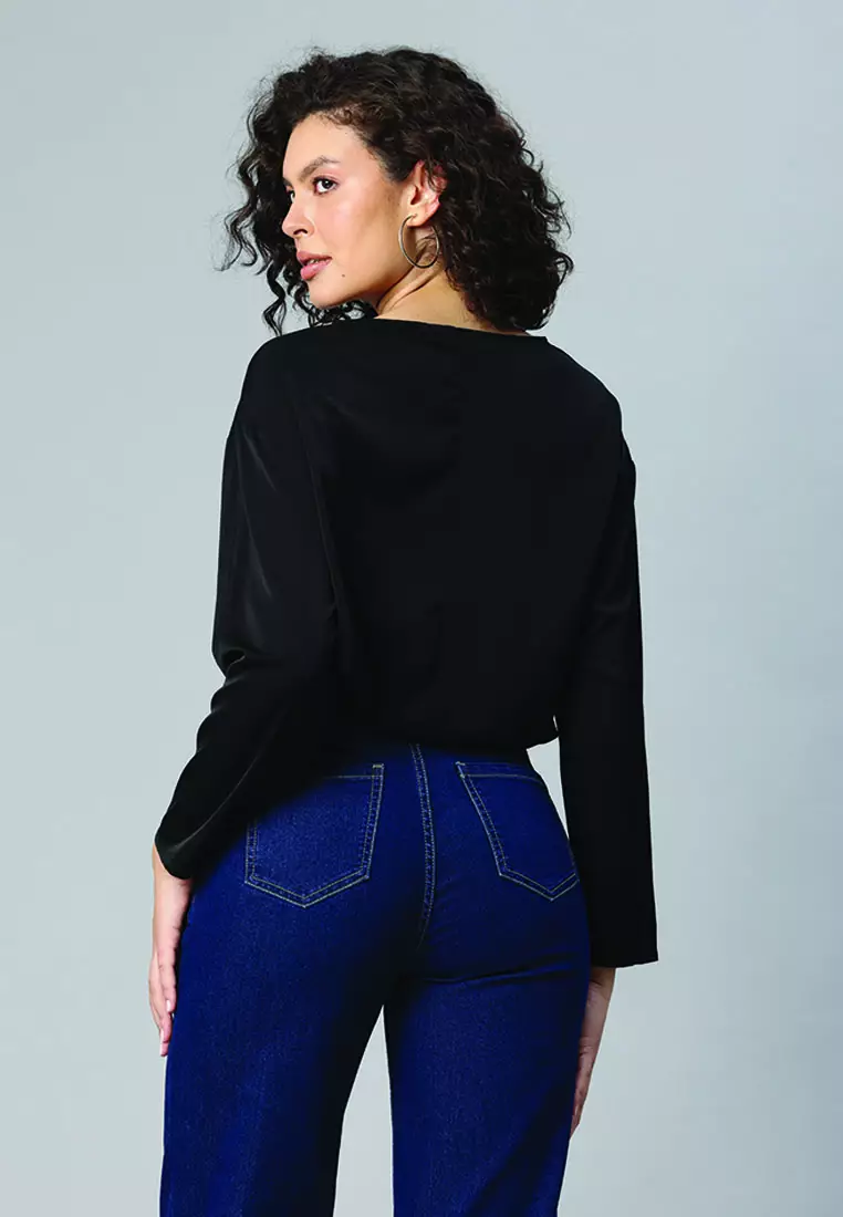 Drawstring Relaxed Top In Black