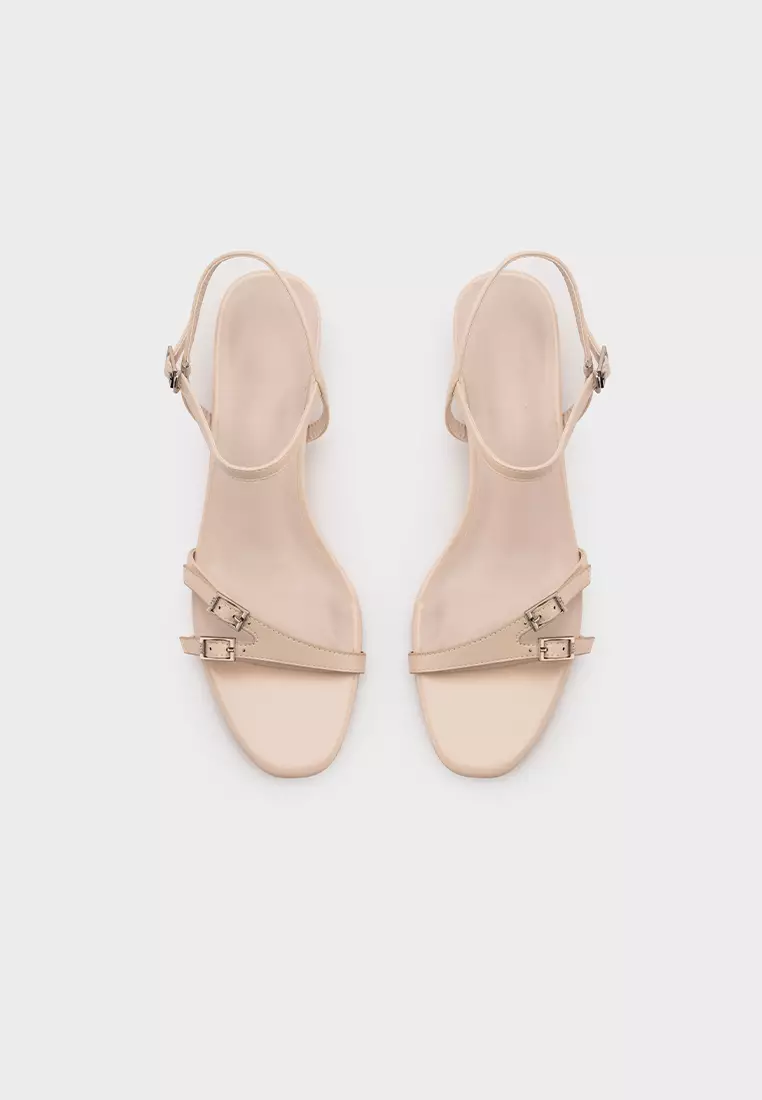 EMBELLISHED STRAP KITTEN HEEL SANDAL