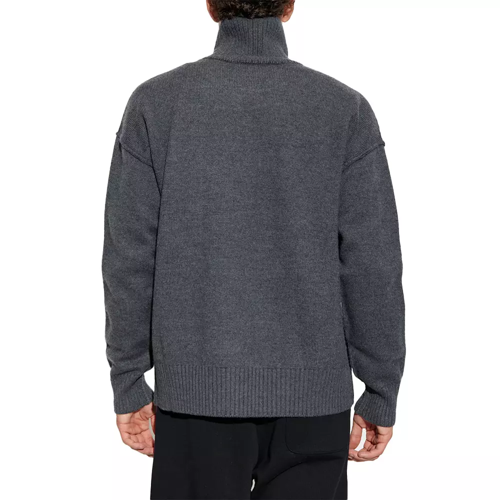 Black Ami De Coeur Inside Out Seams Highneck Sweatshirt Heart Grey