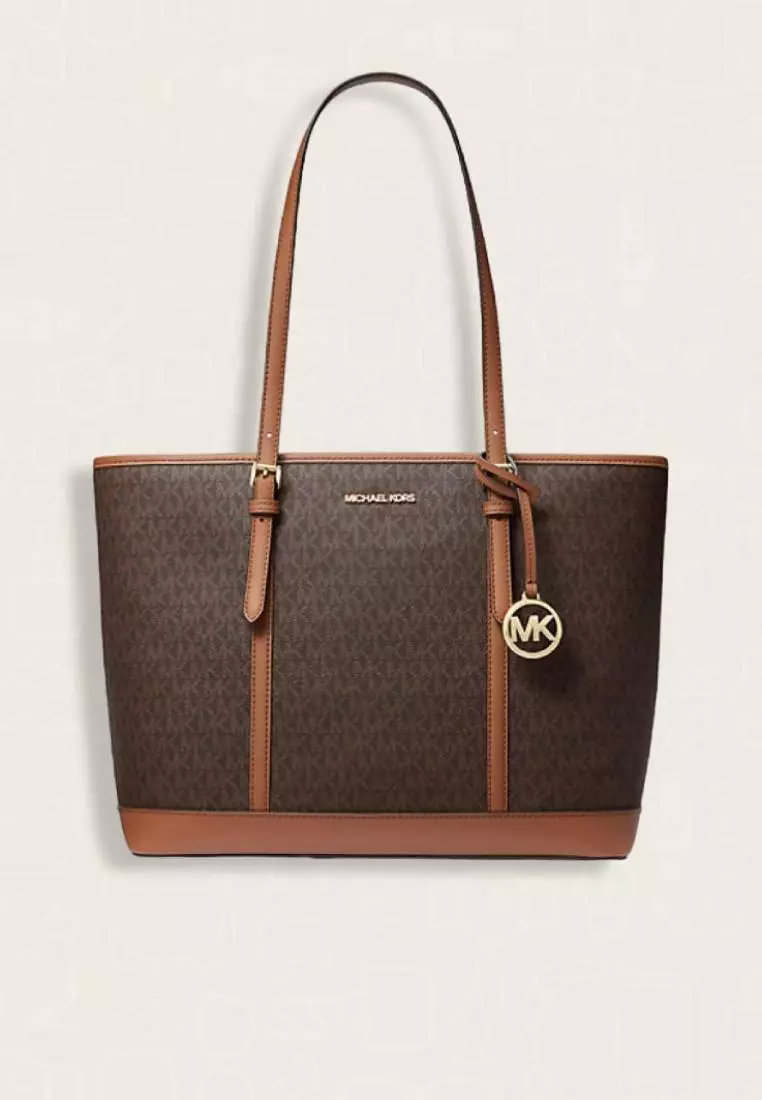 Michael Kors Jet Set Travel Large Logo Tote Bag Brown