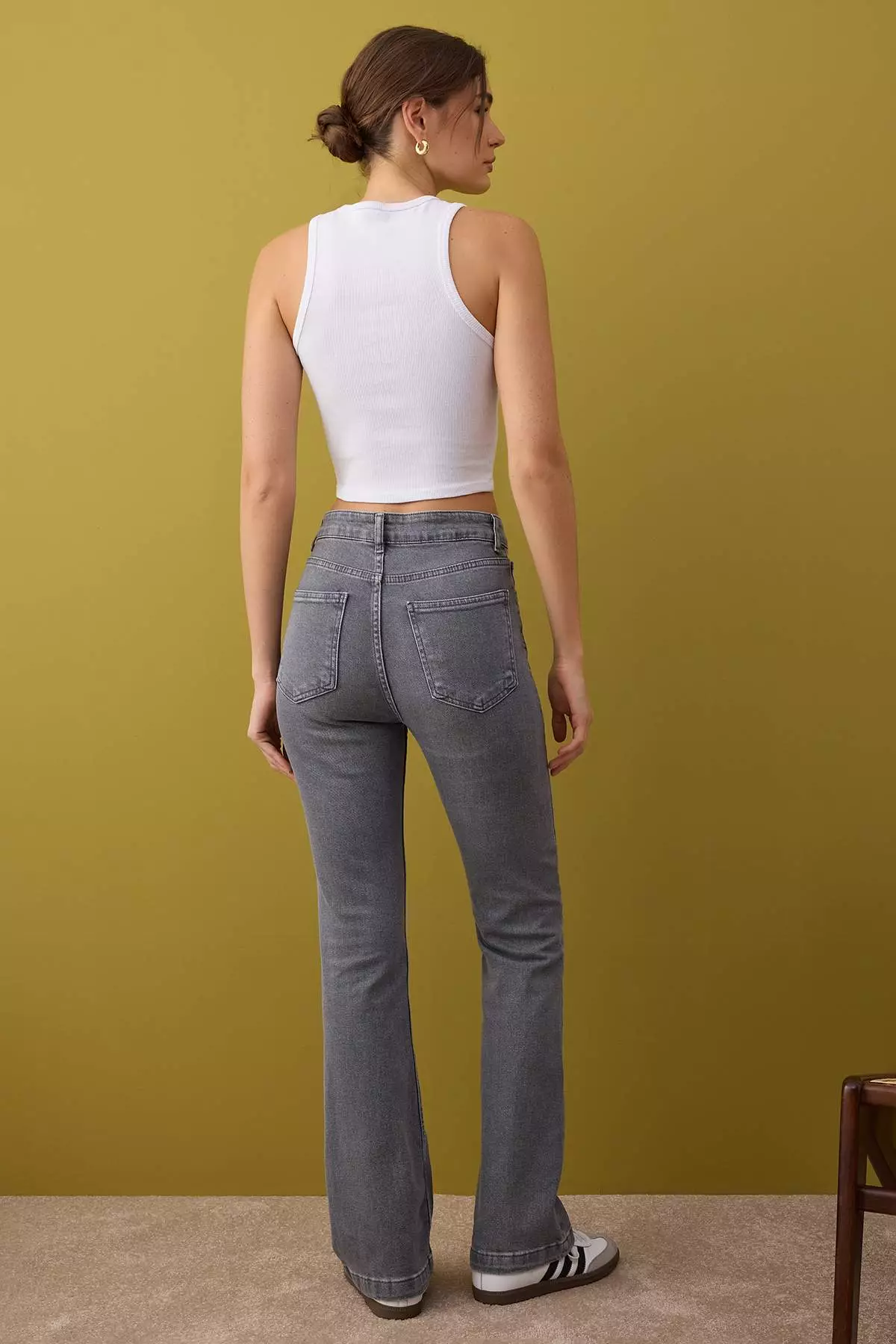 Gray High Waist Flared Jeans