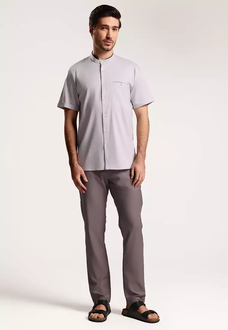 MOC - Kemeja Shanghai Lengan Pendek Pria Aldian - Grey