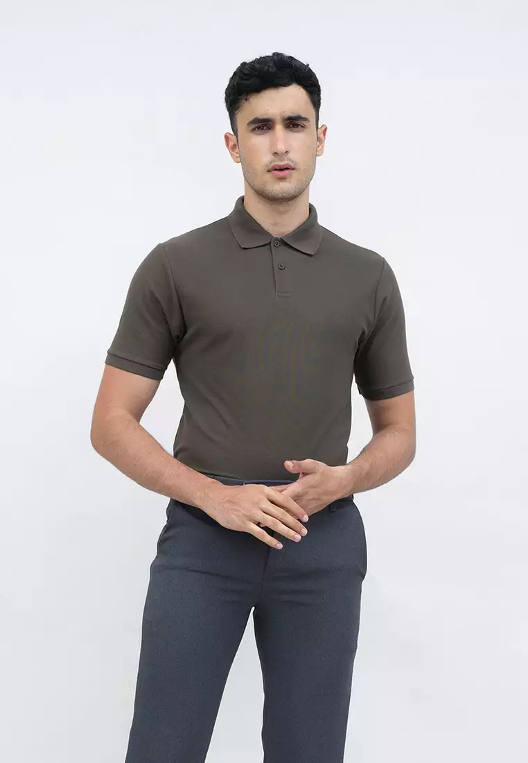 polo shirt baju kaos kerah polo slim houseofcuff abu tua