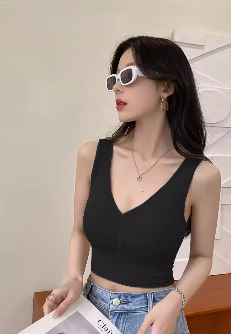 Premium Summer Seamless Plus Size Bralette Top in Black