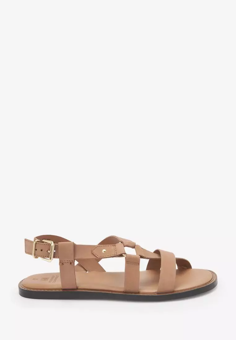 Forever Comfort Leather Asymmetrical Flat Sandals