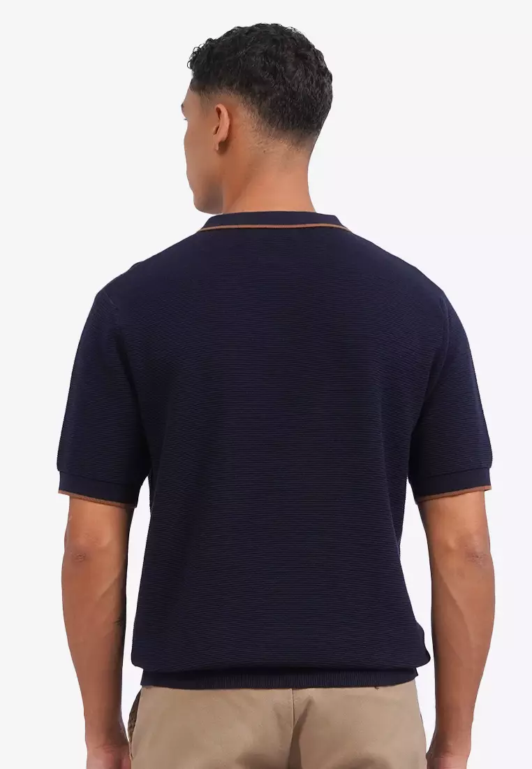 Short Sleeve Polo Knit with Zipper